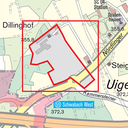 gewerbepark Schwabach West Stadtplanausschnitt