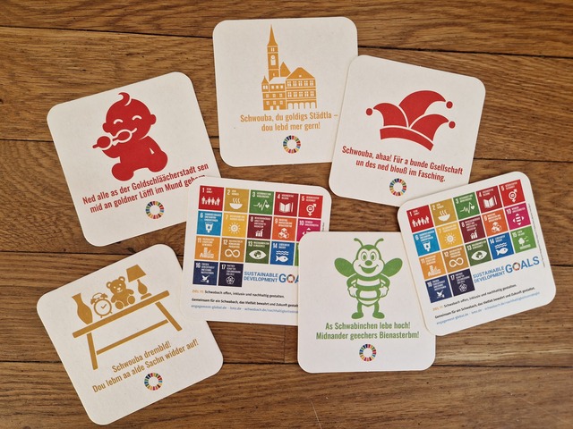 Die fünf Motive der Schwabacher SDG-Bierdeckel