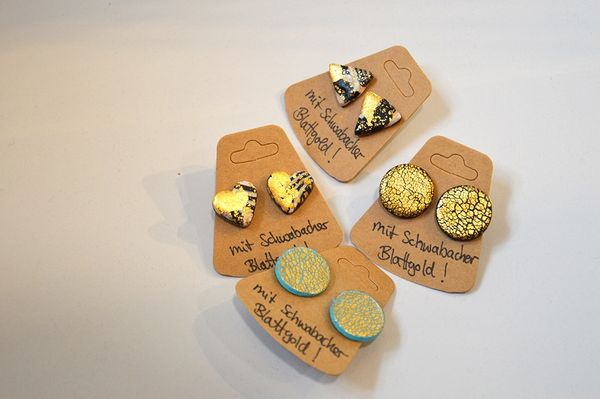 Ohrringe aus Fimo mit Blattgold