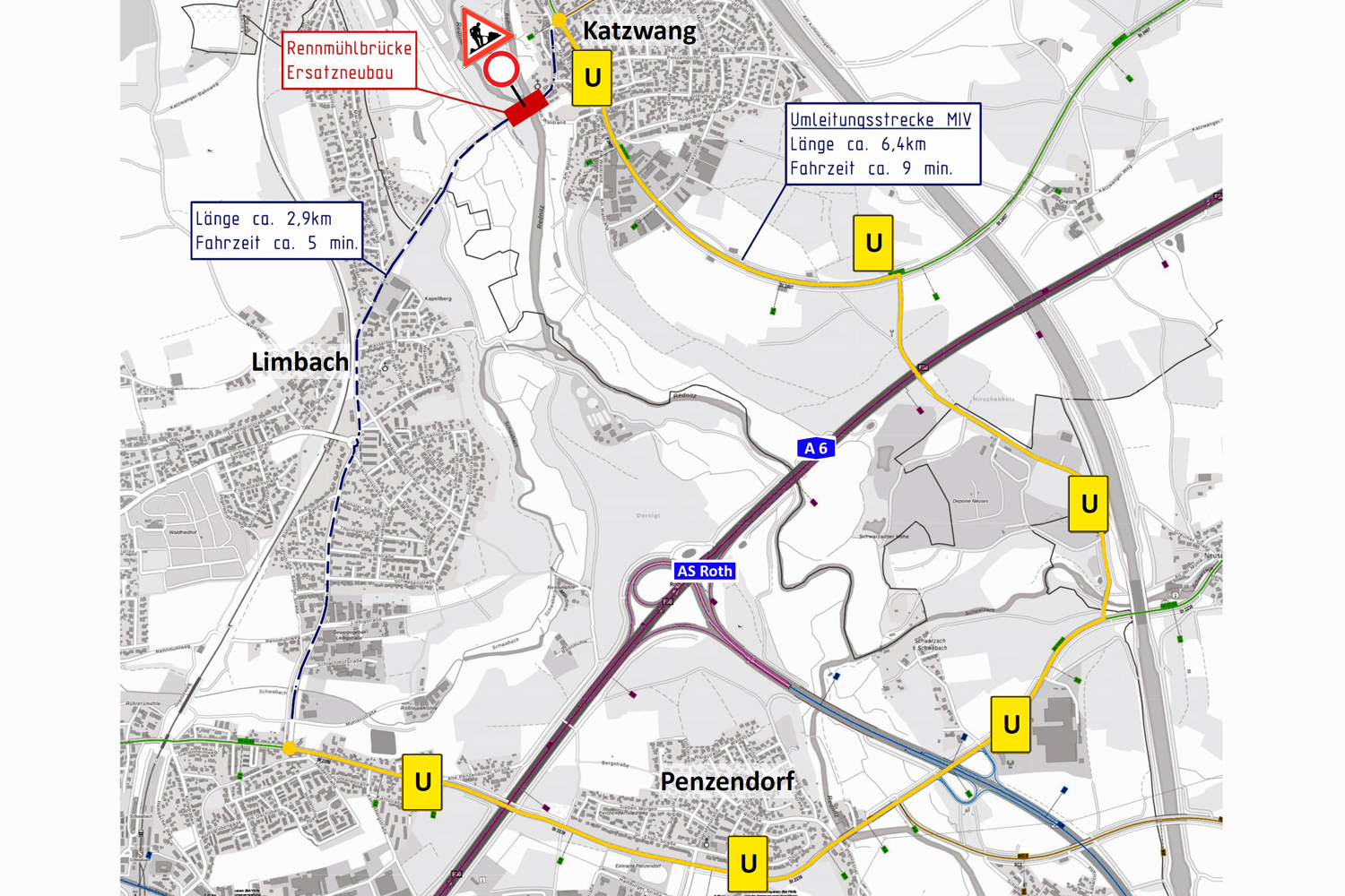 2024 rennmuehlbruecke umleitungskarte orange