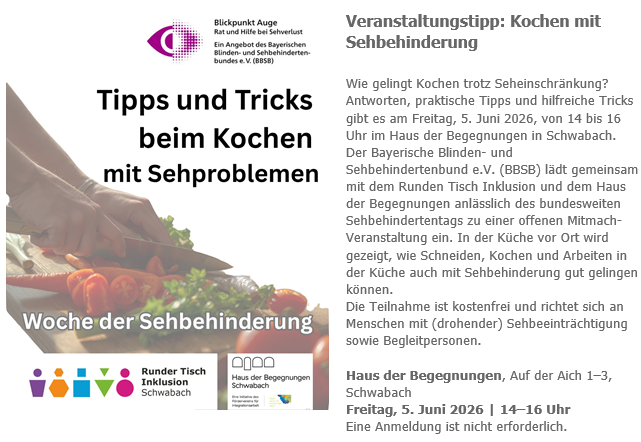 26 06 05 Veranstaltungstipp Kochen mit Sehbehinderung