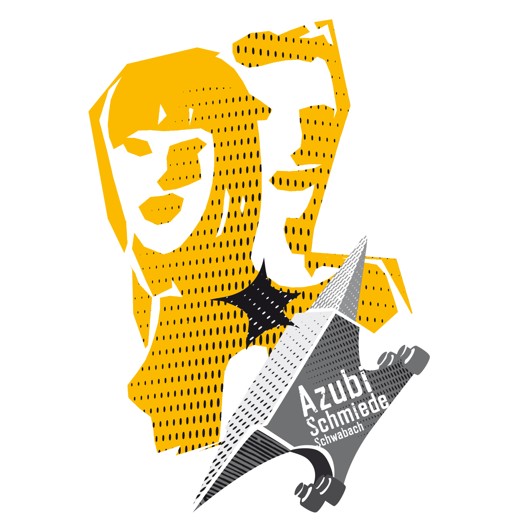 Logo AzubiSchmiede Schwabach mit Amboss und zwei Azubis